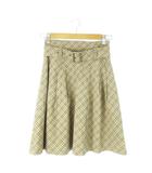 バーバリーブルーレーベル BURBERRY BLUE LABEL ひざ丈スカート フレア 切替 ベルト ノバチェック 36 S ベージュ /AO12
