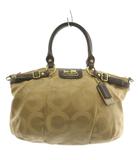コーチ COACH オプアート ハンドバッグ ワンショルダー 2WAY キャンバス レザー 総柄 ロゴ ゴールド金具 ベージュ 茶色 ブラウン 18650 /XZ ■GY11