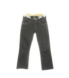 バーバリーブルーレーベル BURBERRY BLUE LABEL デニムパンツ ジーンズ ストレート ロゴ刺繍 ストレッチ 24 黒 ブラック /AH16 ■GY11