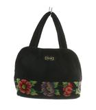 フェイラー FEILER ハンドバッグ シュニール織 花柄 ロゴ 黒 ブラック /XZ ■GY11