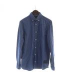 長袖シャツ ステンカラー ボタンダウン ロゴ S 青 ブルー ■GY11 /MQ