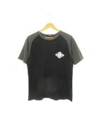 バーバリーブラックレーベル BURBERRY BLACK LABEL 半袖Tシャツ クルーネック ロゴプリント バイカラー 2 M 黒 ブラック /AH13 ■GY11