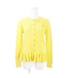 ラルフローレン RALPH LAUREN ニットカーディガン クルーネック 長袖 ペプラム フリル ロゴ刺繍 大きいサイズ XL 黄 イエロー /AH12 ■GY17