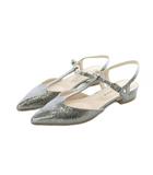 ダイアナ DIANA パンプス ストラップ ポインテッドトゥ ロゴ 21.5cm シルバー色 ■GY18 /MQ