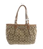 コーチ COACH ハンドバッグ トート キャンバス レザー シグネチャー 総柄 ロゴ 茶色 ブラウン F15146 /XZ ■GY18