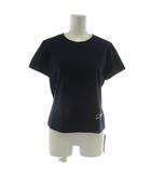 フォクシー FOXEY Tシャツ カットソー 半袖 クルーネック ロゴ 刺繍 40 M 紺 ネイビー 40805-SB0A02SIE /XZ ■GY18