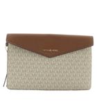 マイケルコース MICHAEL KORS セカンドバッグ クラッチバッグ PVC レザー MKシグネチャー ロゴ ゴールド金具 白 ホワイト 茶色 ブラウン 35T1G5MT7B /XZ ■GY18