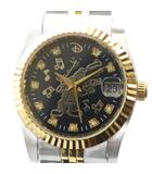 ディズニー Disney PV-2160 腕時計 ウォッチ クォーツ ミッキーマウス 黒文字盤 カレンダー付き デイト ゴールド色 シルバー色 ■GY11 /MQ