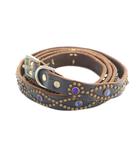 コムデギャルソン COMME des GARCONS HTC ビジュー スタッズ ナロー レザー ベルト ストーン 茶 ブラウン 34 黒 ブラック ■GY18 /MQ