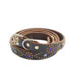 コムデギャルソン COMME des GARCONS HTC ビジュー スタッズ ナロー レザー ベルト ストーン 30 茶 ブラウン 黒 ブラック ■GY18 /MQ