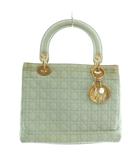 クリスチャンディオール Christian Dior レディディオール LADY DIOR カナージュ ハンドバッグ ナイロン キルティング ロゴチャーム ゴールド金具 緑 グリーン /XZ ■OH ■GY17