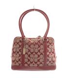 コーチ COACH ハンドバッグ トート キャンバス レザー シグネチャー 総柄 赤 レッド 6097 /XZ ■GY13