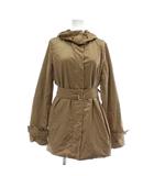 マックスマーラ MAX MARA CITY コート ジャケット ナイロン アンゴラ混 フード ミドル 収納式 ベルト付き ジップアップ 42 XL ベージュ /XZ ■GY18