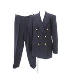 バーバリー BURBERRY ダブルスーツ セットアップ ブレザー パンツ カシミヤ混 金ボタン 42 紺 ネイビー /UO ■GY18