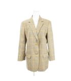 バーバリーズ Burberrys テーラードジャケット 総裏地 シングル ノーベント ウール カシミヤ混 チェック 総柄 大きいサイズ 42 XL ベージュ /AH24 ■GY18