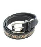 ベルト ハトメ 牛革 レザー ハウスチェック柄 F 黒 ブラック ベージュ /XZ ■GY18