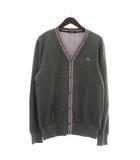 バーバリーブラックレーベル BURBERRY BLACK LABEL カーディガン ニット 長袖 ロゴ 刺繍 3 L グレー ピンク /XZ ■GY18