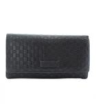 グッチ GUCCI 長財布 二つ折り シマレザー マイクログッチシマ 総柄 ロゴ 黒 ブラック 449396・496334 /XZ ■GY18