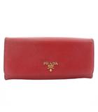 プラダ PRADA 長財布 二つ折り サフィアーノレザー ロゴ ゴールド金具 赤 レッド /XZ ■OH ■GY11