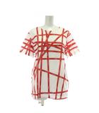 エルメス HERMES マルジェラ期 ボルデュック Tシャツ カットソー 半袖 クルーネック リボン柄 ロゴ 総柄 L 白 ホワイト 赤 レッド /XZ ■GY18