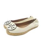 トリーバーチ TORY BURCH バレエシューズ パンプス レザー ロゴ 22cm 白 ホワイト /SR ■GY13