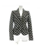 バーバリーブルーレーベル BURBERRY BLUE LABEL テーラードジャケット シングル 2B 背抜き 肩パッド センターベント チェック柄 銀ボタン 36 S マルチカラー /XZ ■GY18