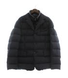 モンクレール MONCLER ROUILLAC ダウンジャケット テーラード アウター ナイロン シングル 3B ハイネック ジップアップ ロゴ 4 XL 紺 ネイビー 黒 ブラック A20913091695 53132 /XZ ■GY18
