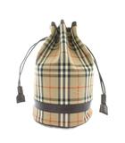 バーバリーズ Burberrys 巾着バッグ ポーチ ミニ キャンバス レザー ノバチェック 総柄 ベージュ /XZ ■GY11