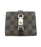 グッチ GUCCI ジャッキー 二つ折り財布 ロゴ 茶色 ブラウン 黒 ブラック /SR ■GY18 ■OH