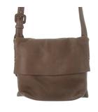 ゲンテン genten ショルダーバッグ クロスボディ ソフト レザー 革 フラップ ロゴ型押し 茶 ブラウン /CK20 ■GY11