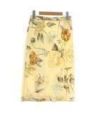 レオナール LEONARD タイトスカート ひざ丈 花柄 総柄 ロゴ 70 ベージュ /XZ ■GY18