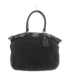 コーチ COACH マディソン ハンドバッグ ショルダー 2WAY キャンバス レザー ギャザード シグネチャー 総柄 ロゴ 黒 ブラック 18928 /XZ ■GY11