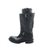 ダミエ グラフィット エンジニアブーツ ロングブーツ ベルト ロゴ PVC レザー 7.5 26.5cm 黒 ブラック ■GY18 /MQ ■OH