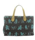 シンクビー! Think Bee トートバッグ ハンドバッグ キャンバス スパンコール キャンバス レザー 茶 ブラウン /KW ■GY18