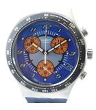 スウォッチ SWATCH IRONY CHRONO DAZE 腕時計 ウォッチ クォーツ ロゴ クロノグラフ カレンダー付き 青文字盤 シルバー色 ■GY18 /MQ