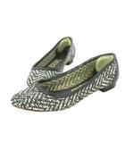 サルヴァトーレフェラガモ Salvatore Ferragamo パンプス レザー 本革 8 25.0cm 黒 ブラック 白 ホワイト 編み込み モノトーン 07177 /CK8 ■GY11