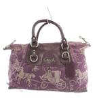 コーチ COACH ハンドバッグ ワンショルダー 2WAY キャンバス レザー ホースアンドキャリッジ 総柄 ロゴ シルバー金具 紫 パープル F15540 /XZ ■GY13
