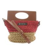 マルニ MARNI キッズ KIDS かごバッグ ハンド ショルダー 2WAY スクエア ロゴ ベージュ 赤 レッド M01475 M00UH /XZ ■GY11