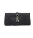 グッチ GUCCI ジャッキー 長財布 ウォレット キャンバス レザー ロゴ 黒 ブラック ■GY18 /MQ ■OH
