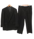 バーバリーズ Burberrys ヴィンテージ セットアップ スーツ テーラードジャケット スラックス パンツ 総裏地 ダブル ウール 黒 ブラック 秋冬 /AE ■GY11
