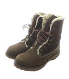 ティンバーランド Timberland ショートブーツ スエード ボア レースアップ 7.5W 24.5㎝ 茶色 ブラウン 83385 5640 /XZ ■GY18