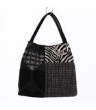 シンクビー! Think Bee ハンドバッグ トート ツイード ハート ゼブラ柄 黒 ブラック グレー /XZ ■GY18