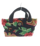 フェイラー FEILER ハンドバッグ 花柄 シュニール織 ロゴ 黒 ブラック /KW ■GY18