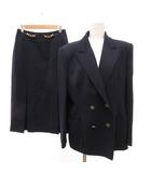 セリーヌ CELINE オールドセリーヌ ヴィンテージ セットアップ スーツ ダブルブレスト テーラード ジャケット タイト スカート ひざ丈 トリオンフ 金色ボタン 40 紺 ネイビー /JS ■GY18