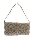 コーチ COACH ハンドバッグ ワンショルダー キャンバス レザー シグネチャー 総柄 ベージュ 茶色 ブラウン 6348 /XZ ■GY18