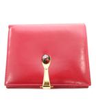 グッチ GUCCI 二つ折り財布 ウォレット コンパクト レザー 本革 赤 レッド /FF ■GY18