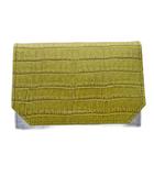 ポールスミス PAUL SMITH カードケース 名刺入れ マルチケース レザー 牛革 クロコ型押し 黄緑 カーキ 紫 パープル /KW ■GY11