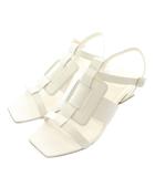 ロジェヴィヴィエ ROGER VIVIER サンダル レザー オープントゥ スクエア ヒール ストラップ 36 23㎝ 白 ホワイト /XZ ■GY18