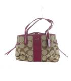 コーチ COACH ハンドバッグ トート キャンバス レザー ロゴ シグネチャー 茶 ブラウン 紫 ■GY11 /MQ