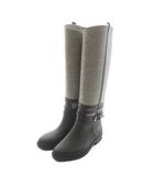 サルヴァトーレフェラガモ Salvatore Ferragamo レインブーツ 長靴 フェルト レザー ロング ベルト 6 23.5cm グレー 茶色 ブラウン /XZ ■GY18